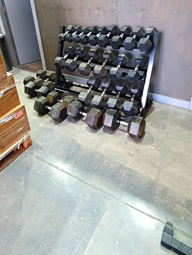 Black hex dumbbells - set, with