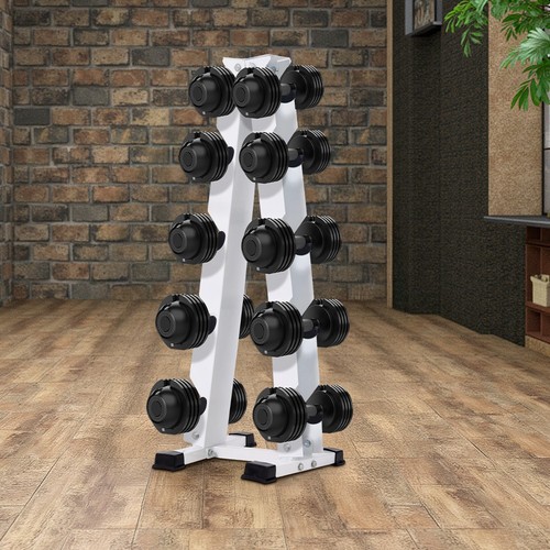 White tier frame dumbbell - white, 5-tier